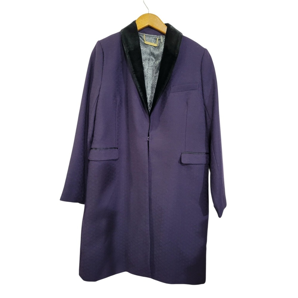 Soft Surroundings Astrid Velvet Shawl Collar Coat Womens Medium Purple Long